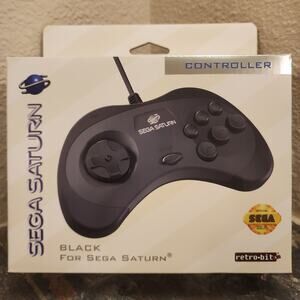 Saturn Controller, Black w/ 10-Ft Cable (NEW) - SEGA - Retro-Bit